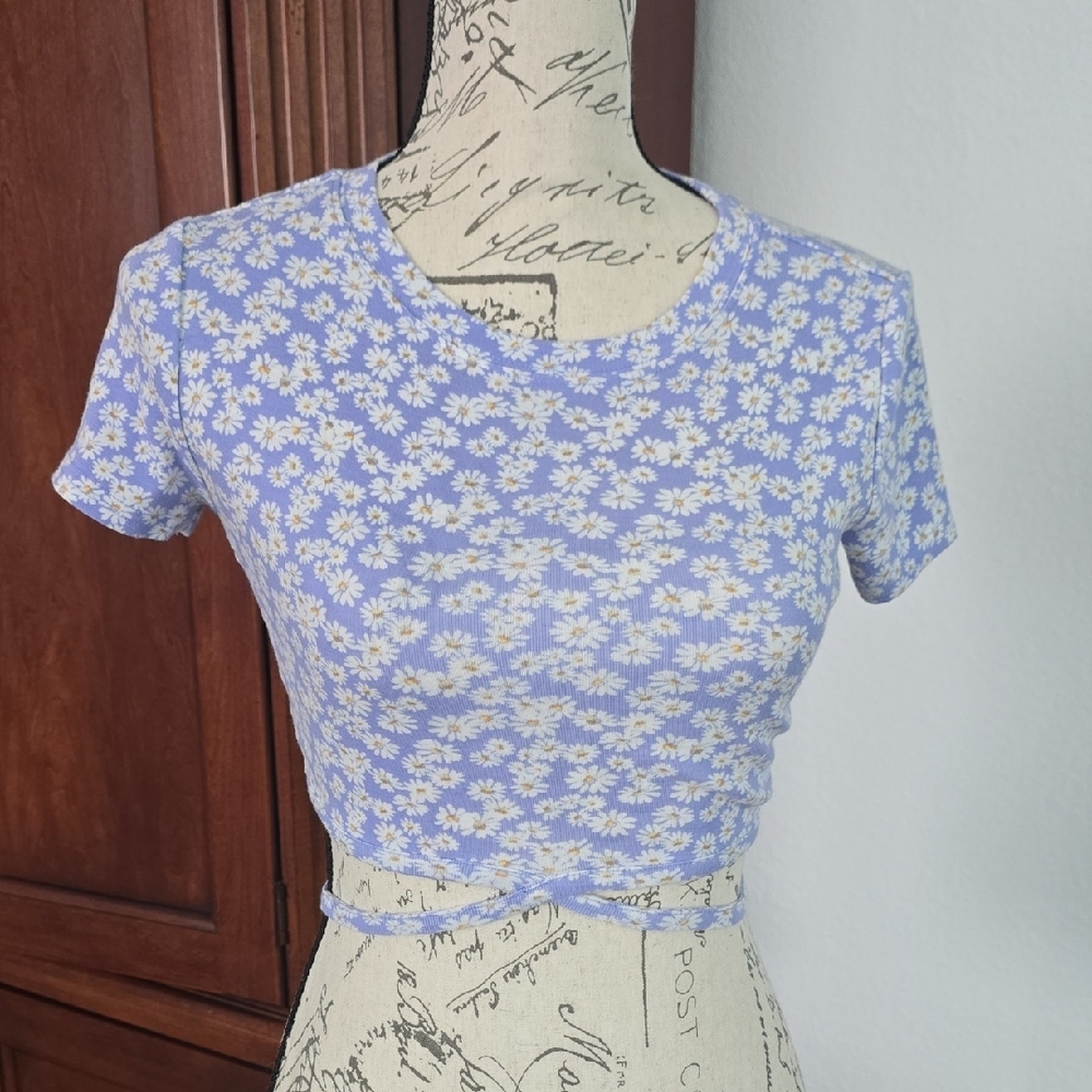 Arizona Jean Company Blue Fitted Crop Tee